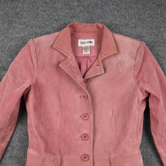 Bagatelle Jacket Womens 4 Pink Suede Leather Blazer Button Front Lined Pockets - Picture 2 of 10